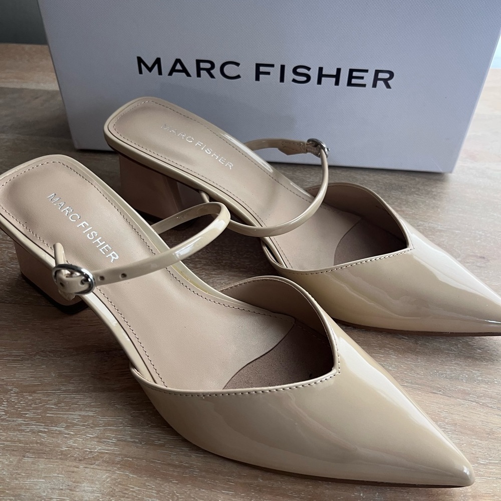 Marc Fisher Lakey Tan Mules